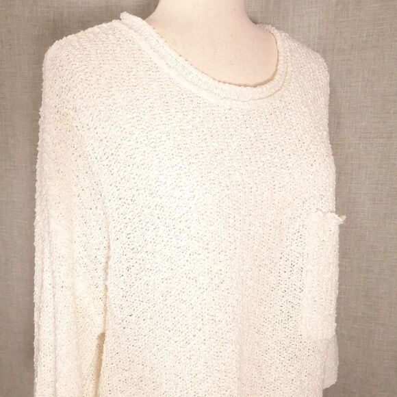 Versona Sheer Sweater Size X-Large Lacey Pullover Open Knit Layering Cream - Picture 3 of 16